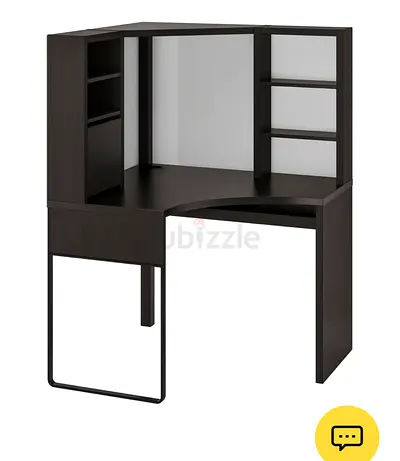 IKEA, MICKE Corner workstation, black-brown, 100x142 cm