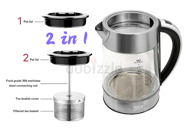 Wtrtr 2-in-1 Stainless Steel Glass Kettle, Electric Kettle and Tea Maker,2200W, 1 Year Warranty63252434627201113