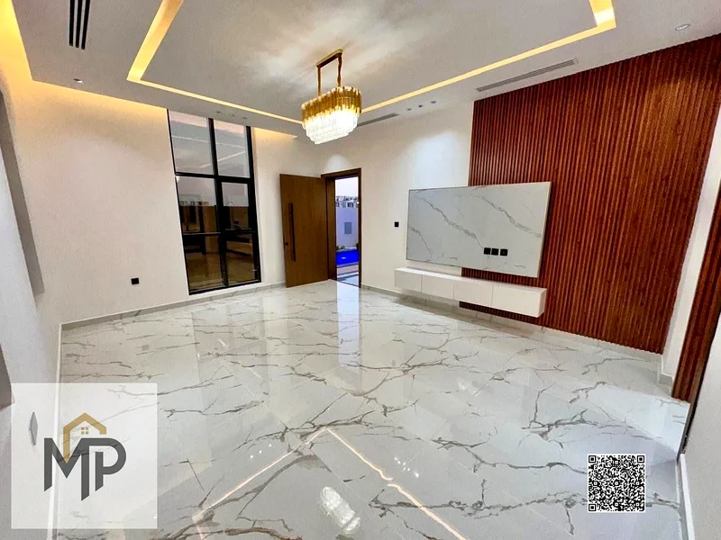 For sale - a luxury villa with a swimming pool in a prime location in Ajman, high-end finishing, modern design, including registration and swimming63897419956355114