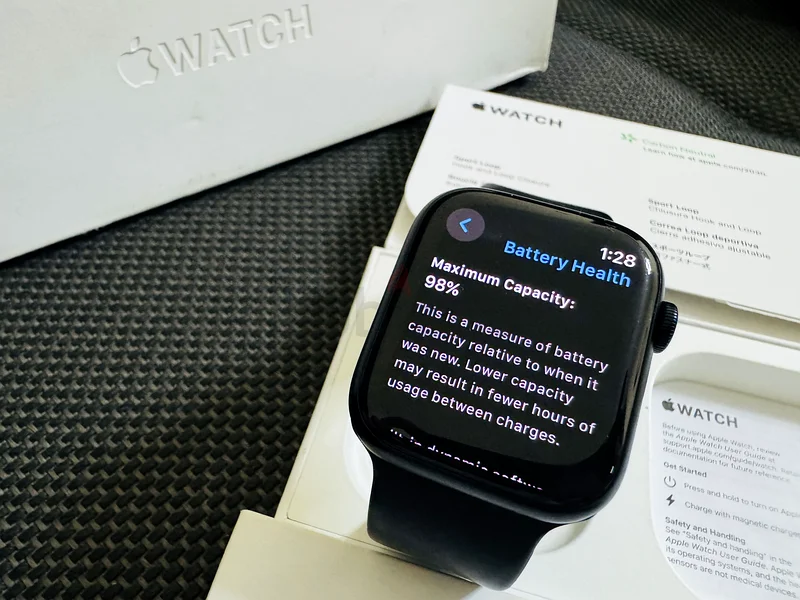 Neat  Clean, Apple⌚️Series 9, 45mm, GPS, Midnight Aluminum Case, BH 98%, Full Box Packing63166176388226111