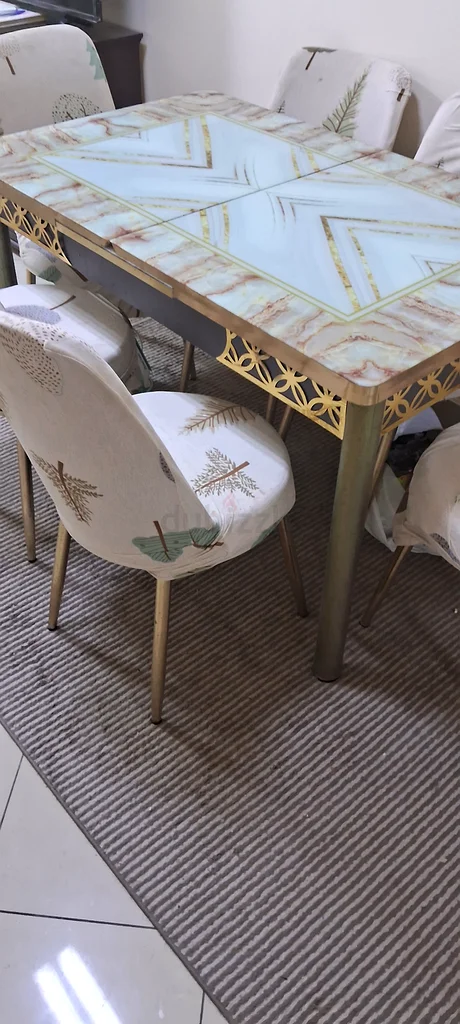 طاولة طعام أنيقة بتصميم فريد + 6 كراسي63217328322563113