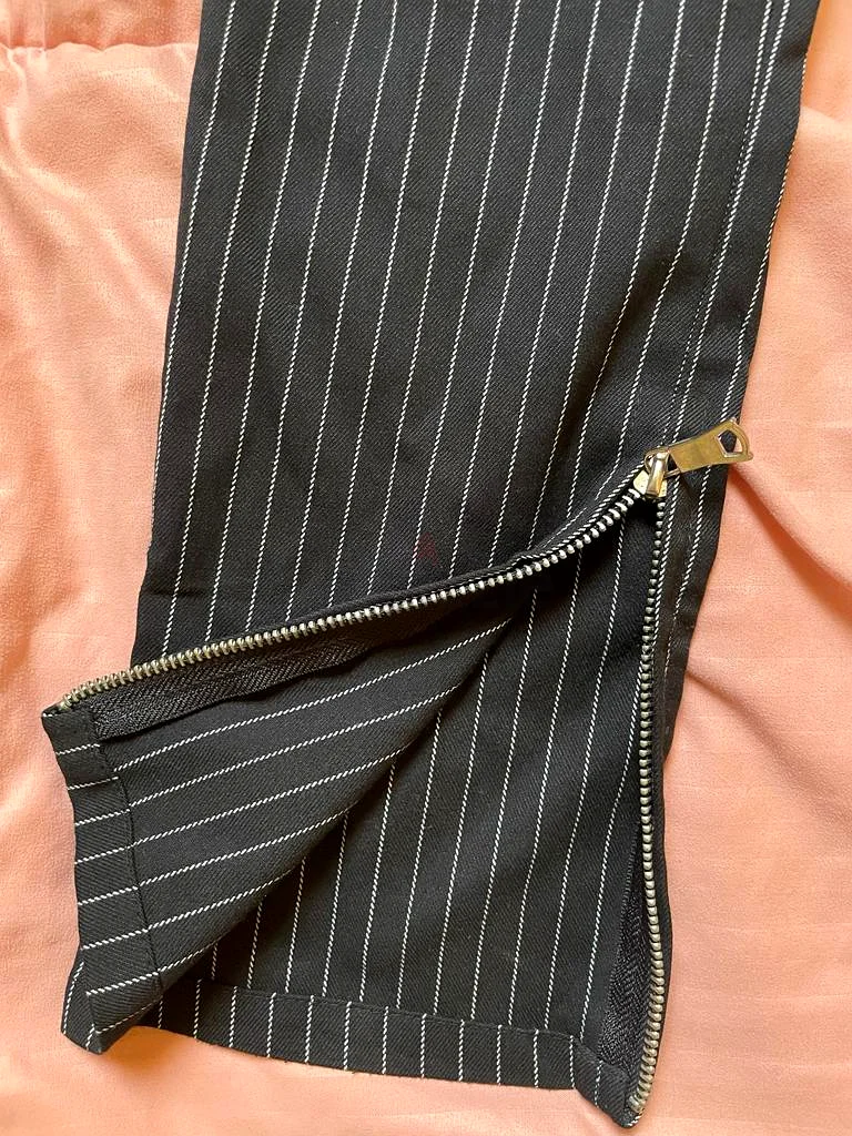 Black Pinstripe Forever 21 Trousers Size: 3063237616769027114