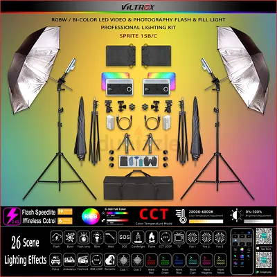 VILTROX Sprite 15BC LED Video  Photography Lighting PRO KIT