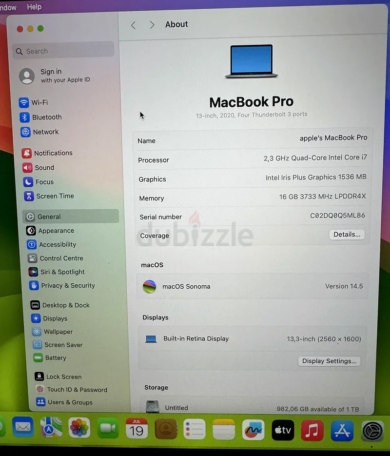 MacBook Pro 2020 13-inch Core-i7 16/1TB63263510083073114
