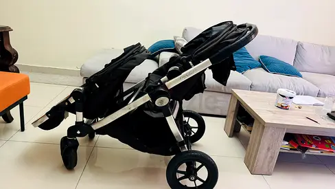 City select baby jogger dual seat and third kid can stand on the stroller