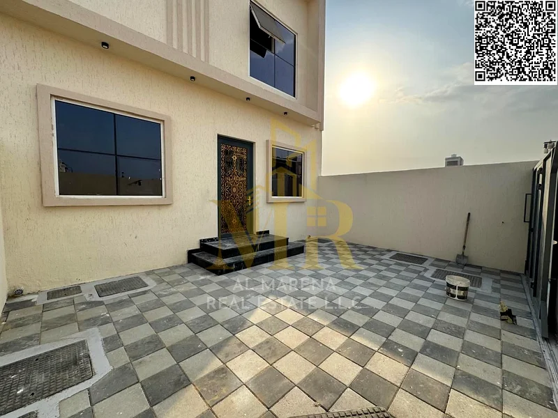 For sale in Al Harba, Ajman, a classic design, luxurious two-story villa and a roof, first resident in Al Helio 2, including registration and ownership63898772828802114