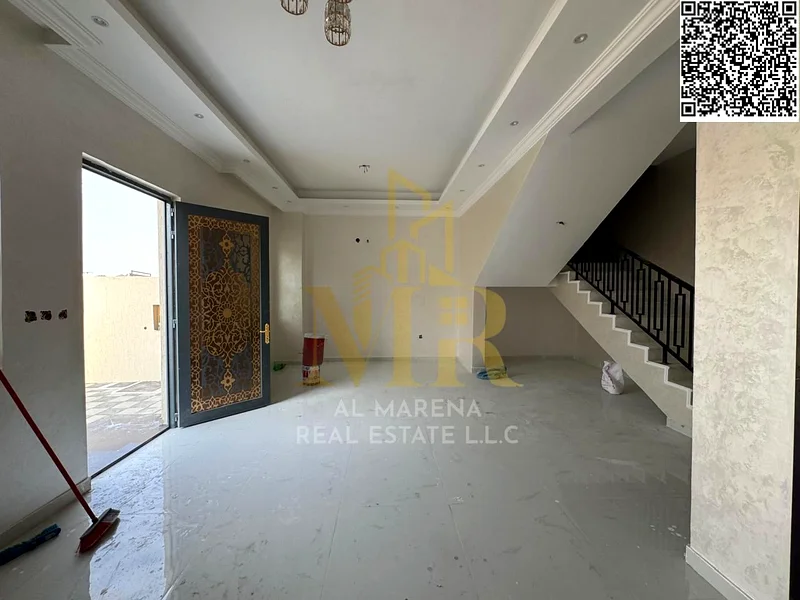 For sale in Al Harba, Ajman, a classic design, luxurious two-story villa and a roof, first resident in Al Helio 2, including registration and ownership63898772828802113