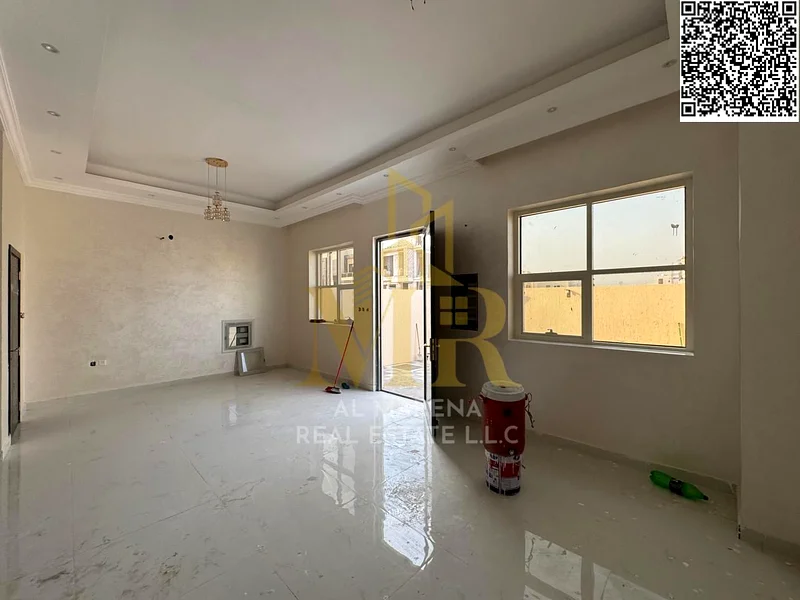 For sale in Al Harba, Ajman, a classic design, luxurious two-story villa and a roof, first resident in Al Helio 2, including registration and ownership63898772828802112