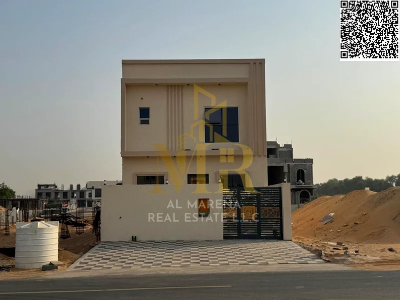 For sale in Al Harba, Ajman, a classic design, luxurious two-story villa and a roof, first resident in Al Helio 2, including registration and ownership63898772828802110