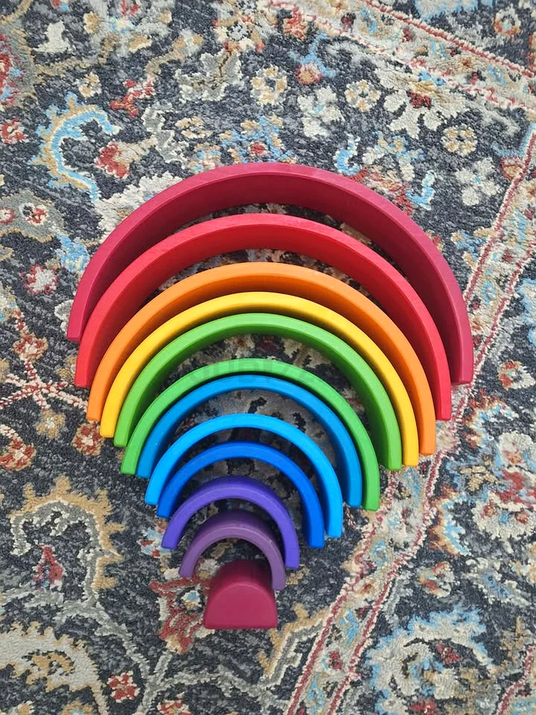 Wooden Rainbow Stacking Set - Arch, Semi circle, rectangular slab63229681710849114