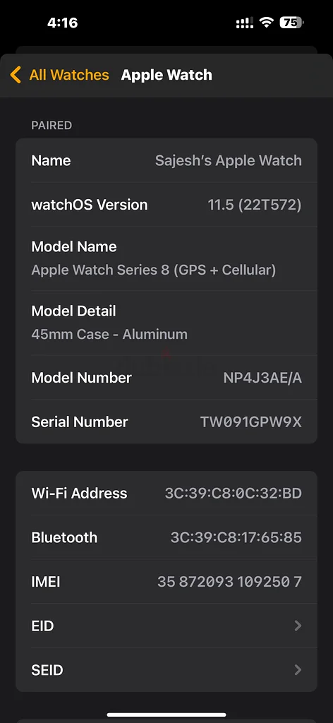 Apple Watch 8 with cellular 45mm aluminum63166176568578112