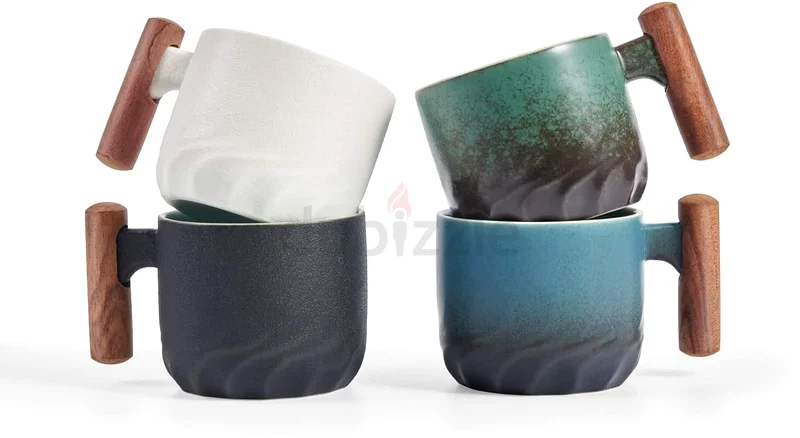 2279 - ORCHID M® Ceramic Espresso Cups with Wooden Handle, Espresso Shot Cups, Ceramic Tea Cups63184218740993112