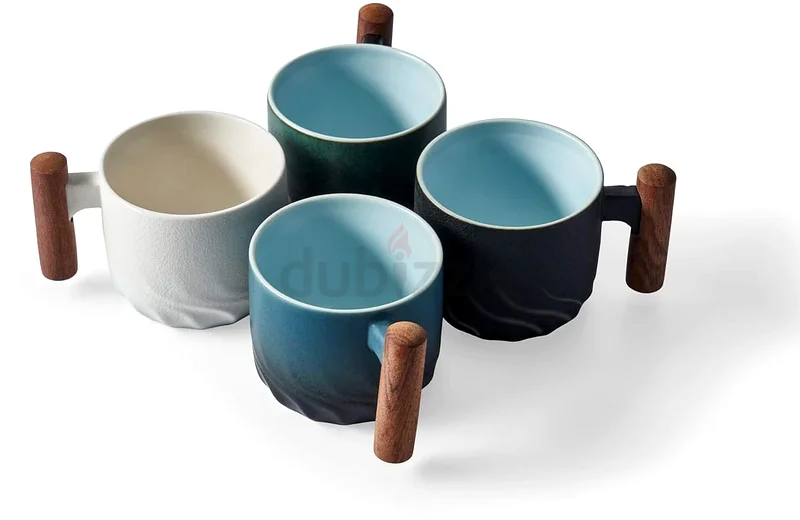 2279 - ORCHID M® Ceramic Espresso Cups with Wooden Handle, Espresso Shot Cups, Ceramic Tea Cups63184218740993111