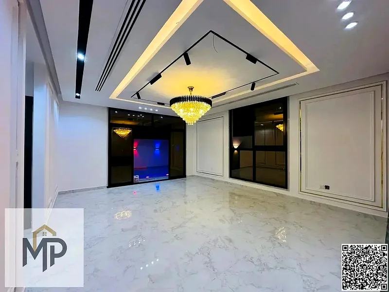 For sale, a modern villa, including registration fees, close to the mosque and services, with a seating area in the courtyard, with no down payment.63898888597122114