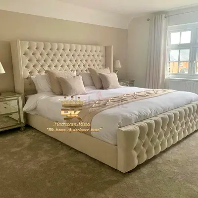 Elegant King Size Bed with Luxurious Upholstery
