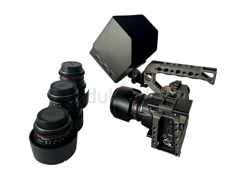 كاميرا Black Magic Pocket Cinema بدقة 6K، مع طقم Tilta Cage وقرص صلب SSD سعة 1TB، وشاشة عرض وعدسات Rokinon63240637855875112