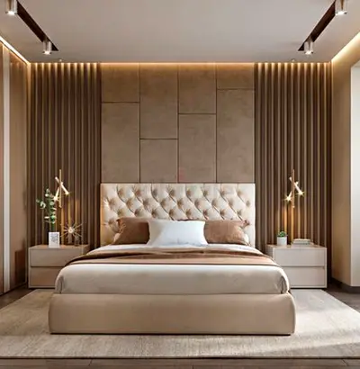 Luxurious Modern Queen size Bed with 2 Nightstands