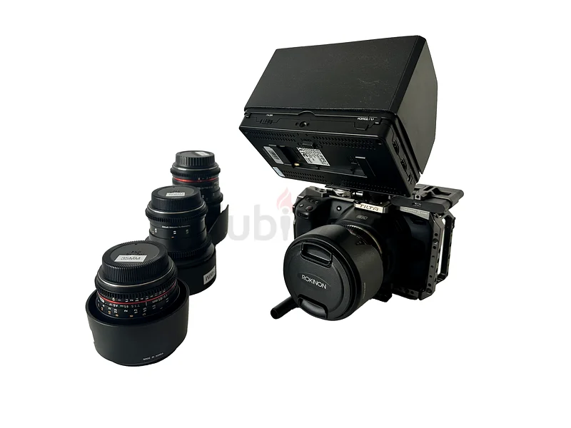كاميرا Black Magic Pocket Cinema بدقة 6K، مع طقم Tilta Cage وقرص صلب SSD سعة 1TB، وشاشة عرض وعدسات Rokinon63240637855875111