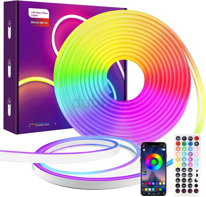 2286 - 10M Bluetooth LED Neon Rope Lights Waterproof, LUXONIC RGB Neon LED Strip Lights with Remote63165709892225115