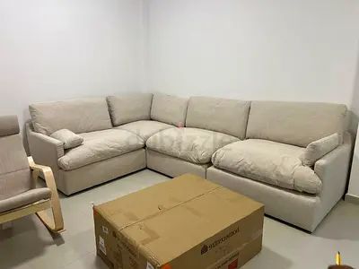 Selling high quality Home Centre Swin feather filled Corner Sofa beige