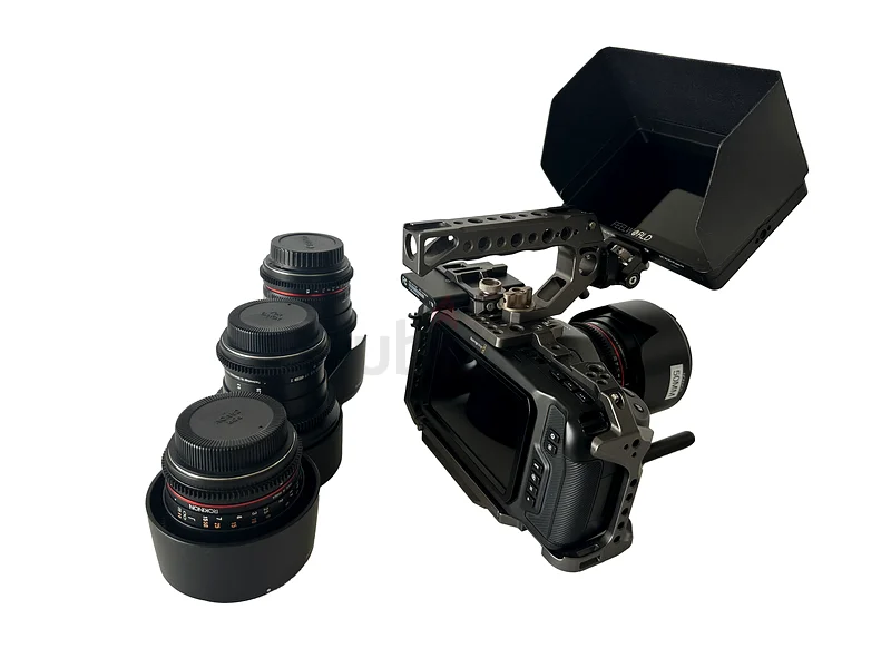 كاميرا Black Magic Pocket Cinema بدقة 6K، مع طقم Tilta Cage وقرص صلب SSD سعة 1TB، وشاشة عرض وعدسات Rokinon63240637855875113