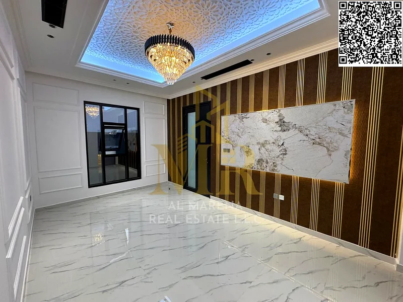 For sale in Al Harba, Ajman, a modern design, luxurious two-story townhouse villa with a roof, first resident in Al Helio 2, including registration an63898772812289113