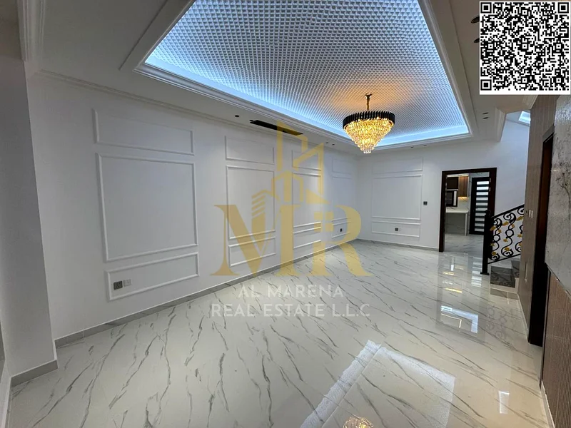 For sale in Al Harba, Ajman, a modern design, luxurious two-story townhouse villa with a roof, first resident in Al Helio 2, including registration an63898772812289114