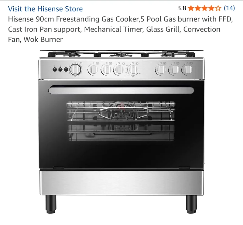 Hisense 90cm Freestanding Gas Cooker- Like New63250312377985112