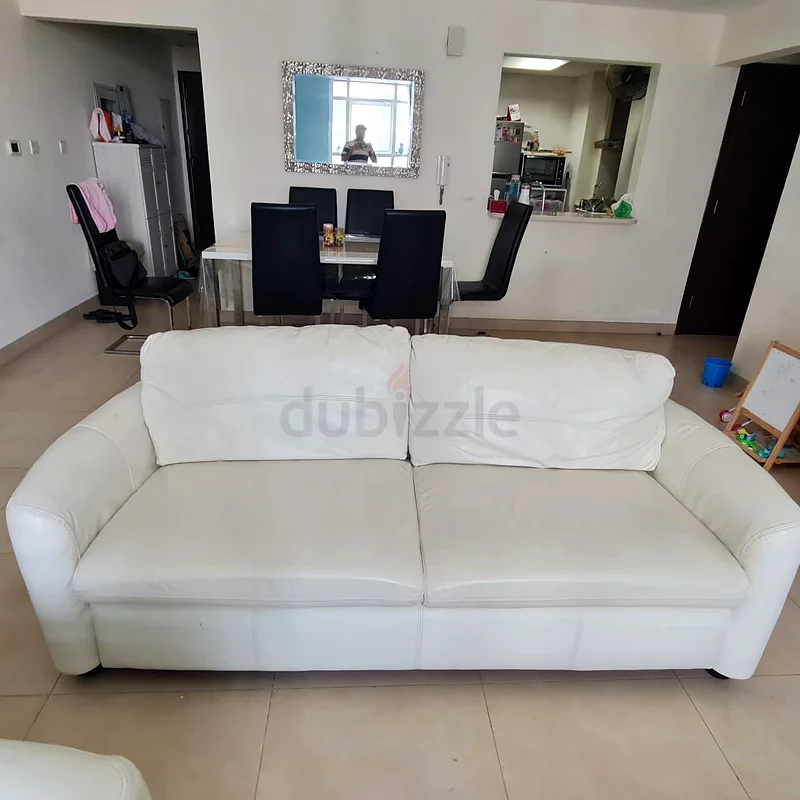 Elegant White Leather Sofa 5 seater63126958754947112