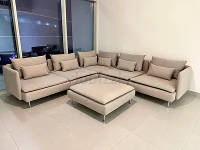 Ikea söderhamn corner six seater sofa with ottoman