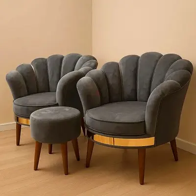 Elegant Vintage-Inspired Armchair Set with Accent Table