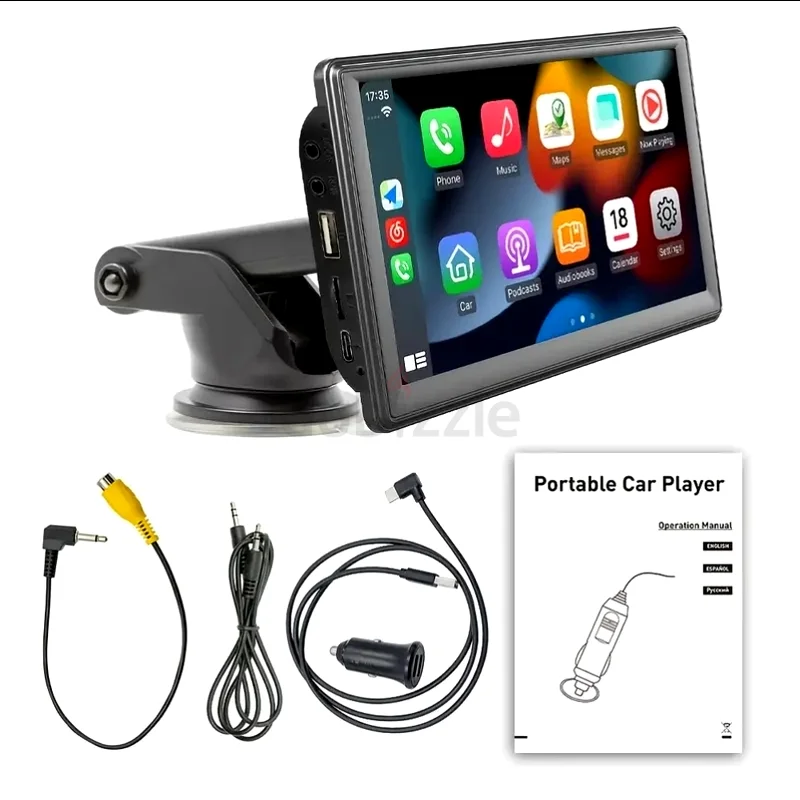 شاشة لمسية HD مقاس 7 بوصة، مشغل سيارة لاسلكي مع CarPlay وأندرويد أوتو، مشغل فيديو وموسيقى للسيارة مع كاميرا63259695266563114