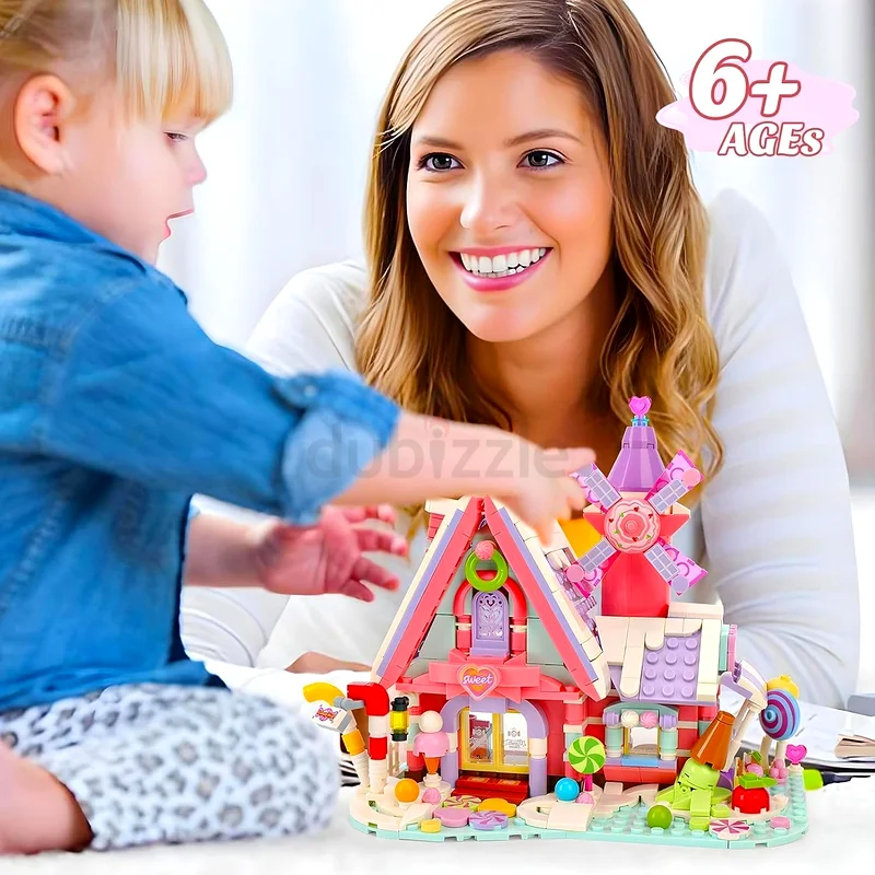 2288 - OMIRE Dream House Pink House Building Toy Sets,Girls Blocks Toys Windmill Building Kit Street63198625015809114