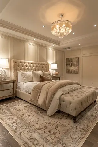 Elegant and Cozy Bed Frame with Plush Headboard