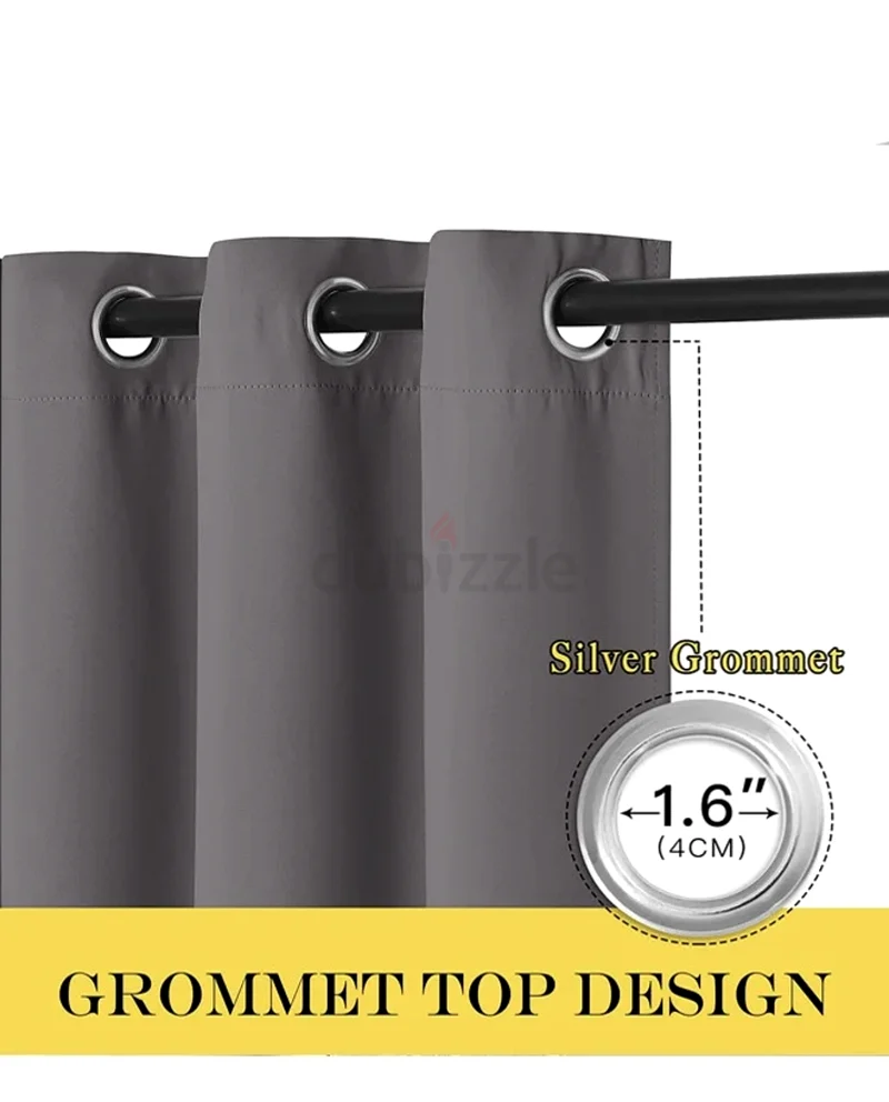 ستائر رمادية سوداء عازلة للحرارة 2x بقياس 200x240 سم لكل واحدة63221858922115111
