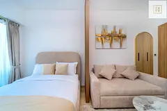 Brand New Modern Studio | Queen Bed &amp; Sofa Bed | Balcony with Green Views | Pool &amp; Gym | JVC