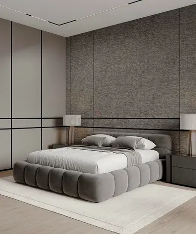 Modern Plush Grey Queen Bed with Elegant Design