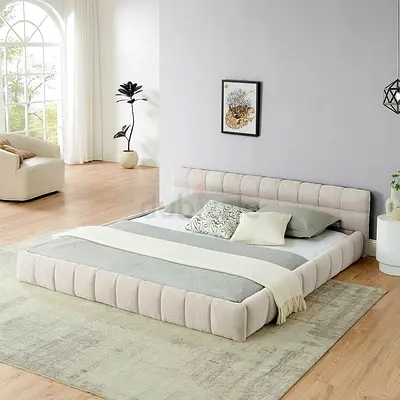 * Elegant Tufted Bed Frame in Cream