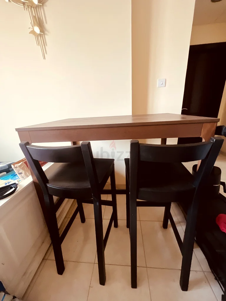 European style IKEA Wooden  Bar Dining Table with 2 Chairs63216833253121111