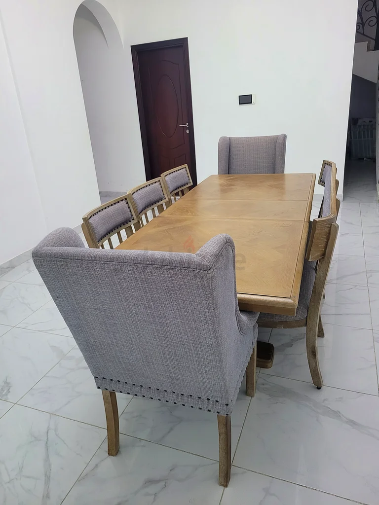 Elegant 8 seater Wooden Dining Set with Upholstered Chairs63216833280514113