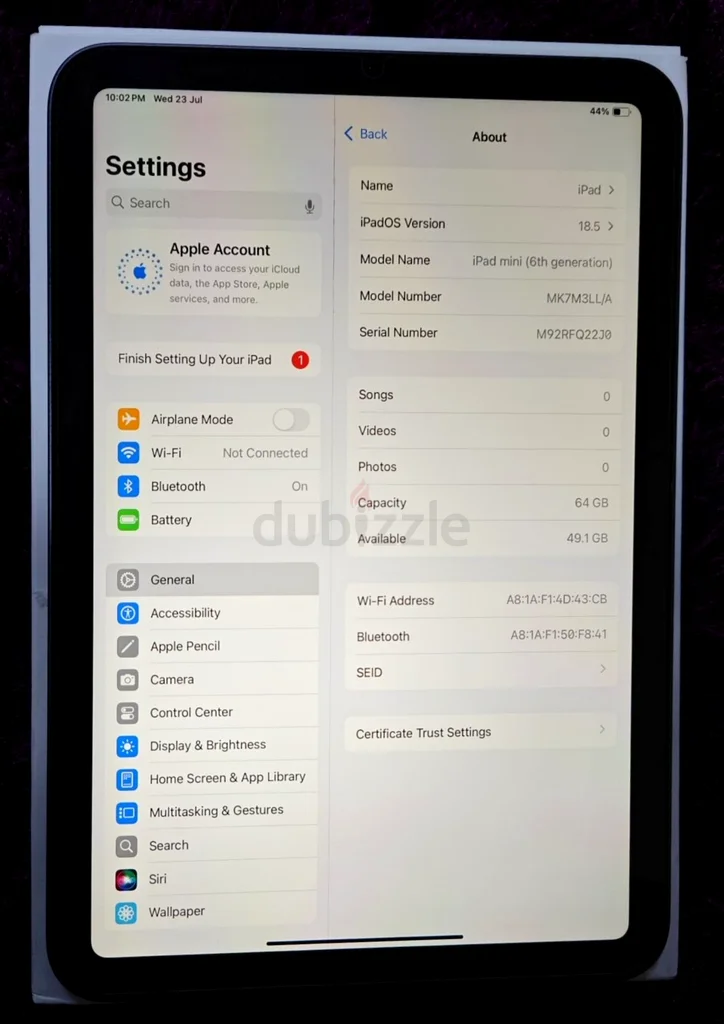 آبل آيباد ميني 6، آيباد ميني (الجيل السادس)، سعة 64 جيجابايت وكأنه جديد63214896901123113