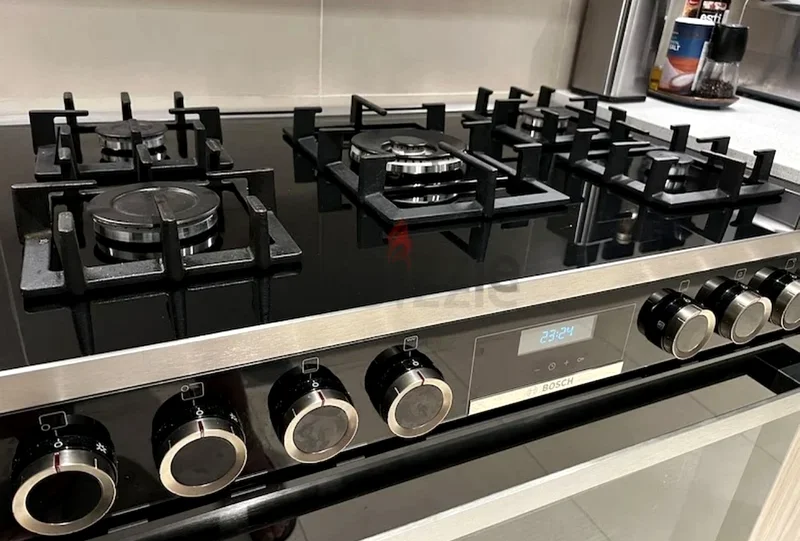 فرن طهي غاز بالكامل من بوش سلسلة 8، 90×60 سم، 5 شعلات، HJY5G7V60M63259706316035112