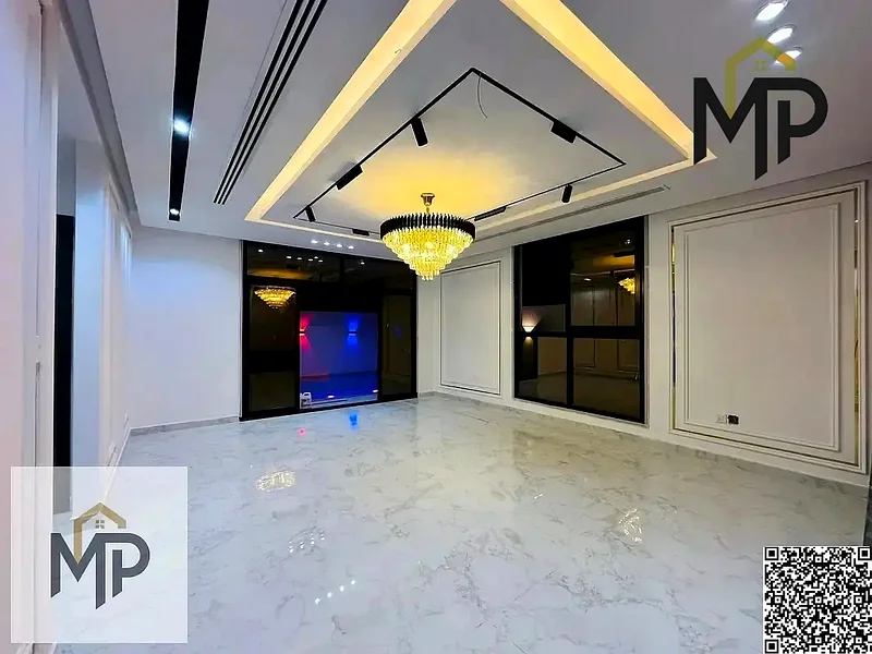 For sale, a modern villa, including registration fees, close to the mosque and services, with a seating area in the courtyard, with no down payment.63899230925185113