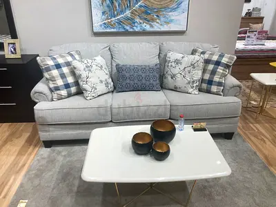 United Furniture homes Stylish  Cozy Grey Sofa Set with Decorative Pillows