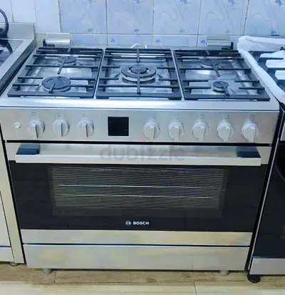Bosch 5-Burner Full Gas Cooker – 90 cm | Oven with Fan, Grill  Frame Set | Premium German Engin
