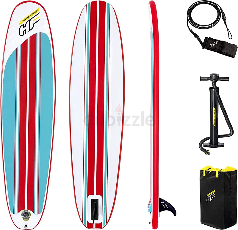 Hydro-Force Bestway Compact Surf Board 8, Inflatable Surf Set, with Travel Bag Multi-Coloured 65336632421697845791120