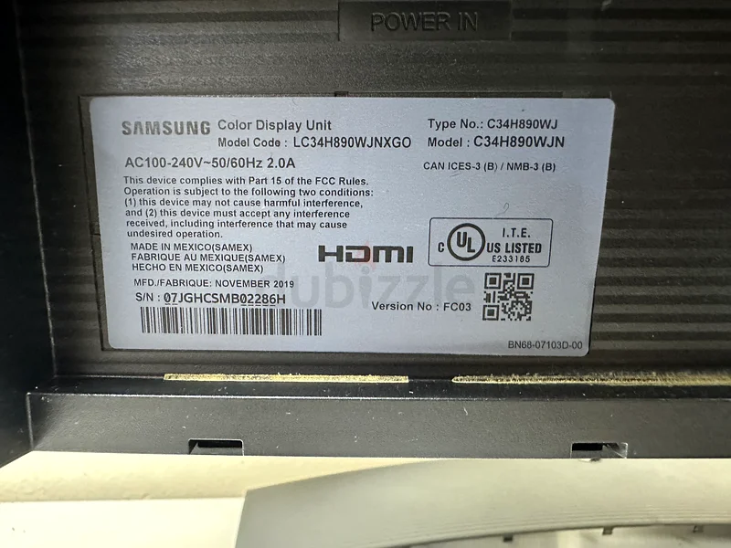شاشة سامسونج C34H890WJN واسعة 34 بوصة بدقة 4K | منحنية 21:9 بمعدل تحديث 100 هرتز مع تقنية FreeSync، وحماية العين من الوميض، ومنفذ Type-C63262932357506112