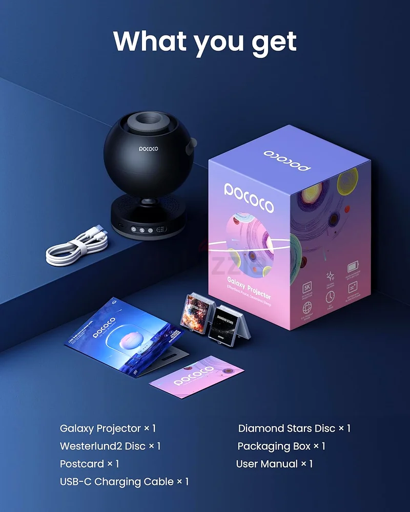 POCOCO Galaxy Star Projector for Bedroom with Replaceable Optical Film Discs63263516712835111