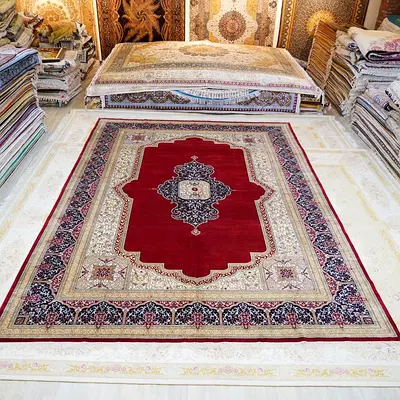 Exquisite Red and Beige Persian Carpet - A Touch of Elegance for Your Home