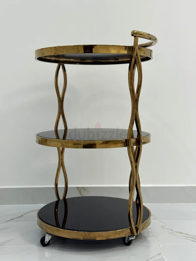 Luxury 3-Tier Round Trolley - عربة تقديم فاخرة بثلاثة طوابق63217825312003116